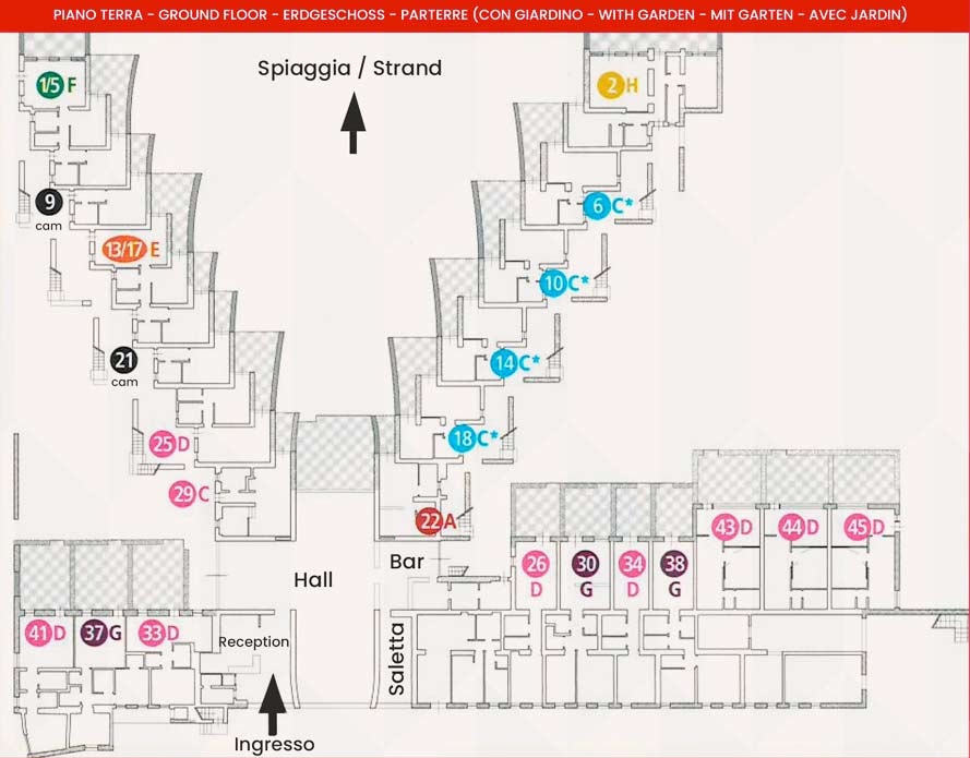 Mapa Apartamentos Planta Baja Marina di Campo Residence Hotel Iselba